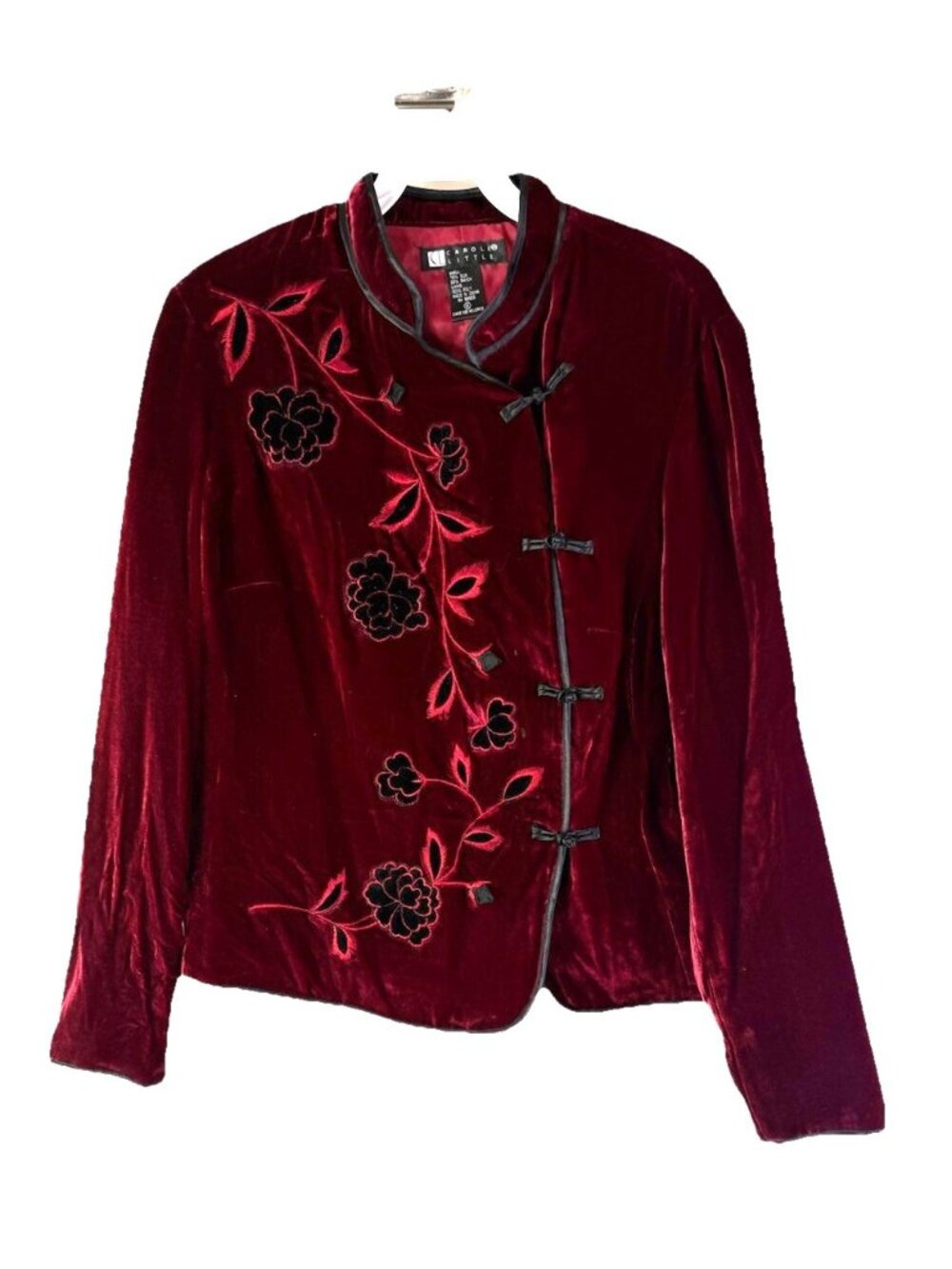Vintage 90s Whimsiogoth Vamp Silk Velour Velvet Toggle Blazer Jacket